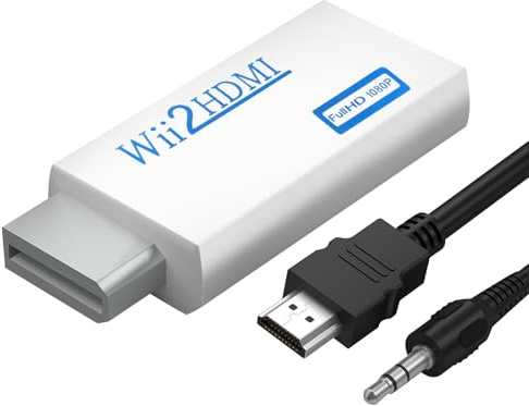Septanrio Wii HDMI Adapter, Wii to HDMI Adapter with HDMI Cable、3.5mm Audio Cable，1080P Wii HDMI Converter Compatible for All Wii Display Modes,Suitable for Wii Console, Displays, HDTV, etc (white)