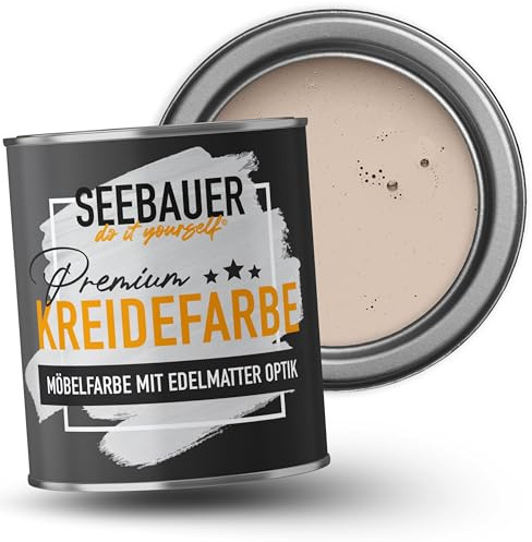 SEEBAUER diy Kreidefarbe für Möbel Hellbraun 750ml für Innen (No. 611 Hazel Eyes) Möbelfarbe ohne Schleifen - Holzfarbe extra matt - Holzlack, Möbellack hohe Deckkraft