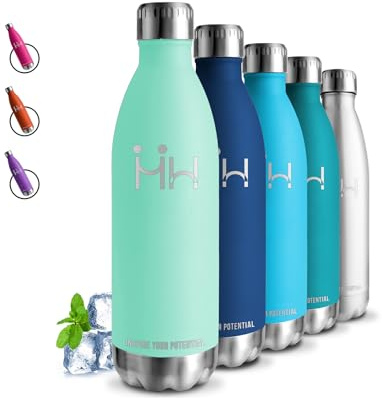 Gourde Isotherme 1l, Sans BPA, Gourde Sport, 24h Froid & 12h Chaud, Inox, Anti Fuite, Bouteille Isotherme, Facile à Transporter, Metal, pour Camping, Randonnée, Running, Yoga