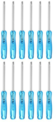 sourcing map Lot de 12 mini tournevis SL2.0 à tête plate 6,2 cm de long en acier au carbone avec poignée ergonomique pour réparation de bricolage, bleu