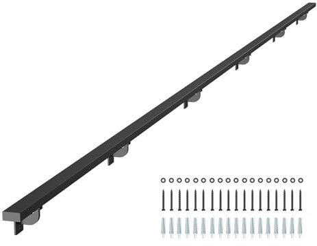 VEVOR Wall Mounted Stair Handrail, 4575mm Black Aluminum Staircase Handrail Indoor, 113kg Load Capacity, Industrial Railing Hand Rail for Steps, Square Tube for Loft Porch Deck, 6 Sections