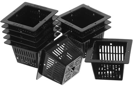 NOLITOY 10 Stück Quadratischer Pflanzkorb Teichpflanzerkörbe geschlitzt Pflanzschale wachsend Sämlinge quadratischer Netztopf Hydroponik-Wachstumskorb Grow -Korb Anbaukorb Schwarz