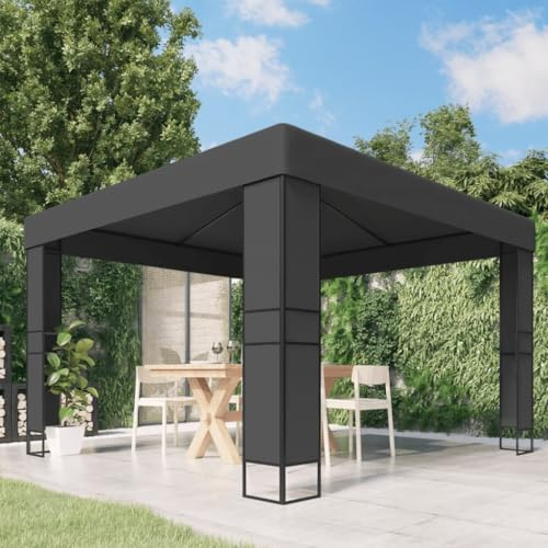 Event Pavillon mit Doppeldach, Pergola für Partys, Treffen, Grillabende, Campingplätze, Hoher UV- Schutz, 300 x 300 x 273 cm, Stahl, Stoff (100% Polyester)