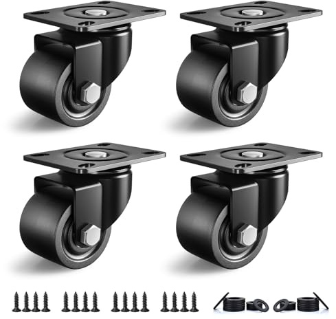 ANDUTEES 2 Inch Caster Wheels Set of 4, Heavy Duty Casters Load 2200lbs, Low Gravity Centere Industrial Swivel Casters, Plat Caster for Furniture and Workbench