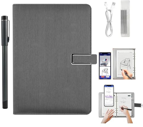 Aeonity Ai-Powered Smart Writing Set, Smart Pen and Notebook, Digital Pen Real-Time Synchronization Digitization for Storing Notes, Learning and Drawing Compatible for Android, iOS (Gray)