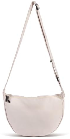 Apradas Mezzaluna Borsa a tracolla da donna con tracolla regolabile Borsa a mezzaluna portatile per donne uso quotidiano, bianco, 27 * 22 * 13cm