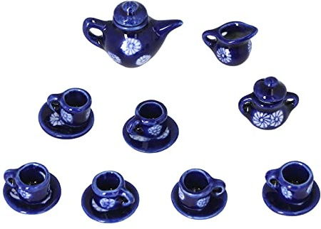 Hztyyier Juego de té en Miniatura para Casa de Muñecas, Hermosa Decoración de Cocina, Material Cerámico para Juego de Simulación