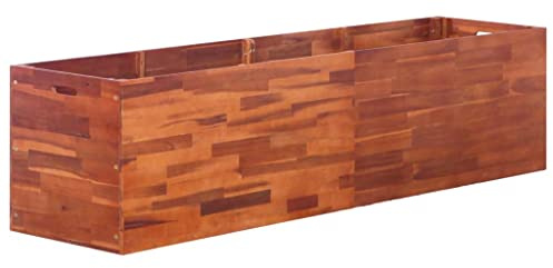 SKTQYQO Letto Rialzato da Giardino in Legno di Acacia 200x50x50 cm per Orto Fioriera con Fondo Aperto, Ideale per Piante, Verdure, Erbe e Fiori, Struttura Semplice per Balcone, Patio