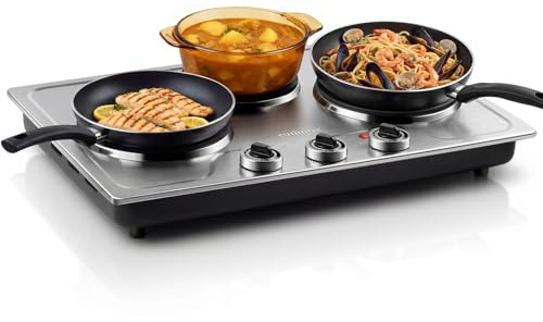 CUSIMAX Electric Hot Plate for Cooking,1800W Triple Burner Portable Electric Stove with Independent Temperature Control,Electric Burners for All Cookware,Tabletop or Built-in,Stainless Steel