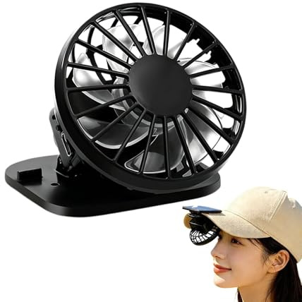 Ventilador Solar con Clip para Sombrero | Accesorio Refrigerante Para Gorra, 3 Velocidades, Portátil Y Manos Libres | Ventilador Personal De Clip,Para Aire Libre Camping Jardín Senderismo Viajes Playa