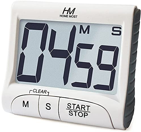HOME MOST 3 Large Display Kitchen Timer - Digital Timer Magnetic Back Loud Alarm On A Rope- White Cooking Timers For Kitchen Teachers Students Games Kids Meetings- Sports Timers For Workouts Exercise