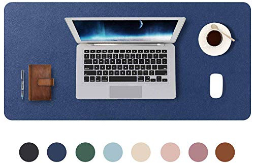 DOBAOJIA Schreibtischunterlage Blau, Schreibtischmatte, Desk Pad 80 x 40cm | Schreibtischschutz XXL, Schreibblock, für Laptop/Tastatur/Maus, PU Leder Wasserdicht + Wildleder Rutschfest