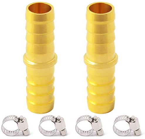 Metaland Brass 1/2 Hose Barb Splicer Mender Euqal Barbed Coupler Round Union Adapter (Pack of 2)