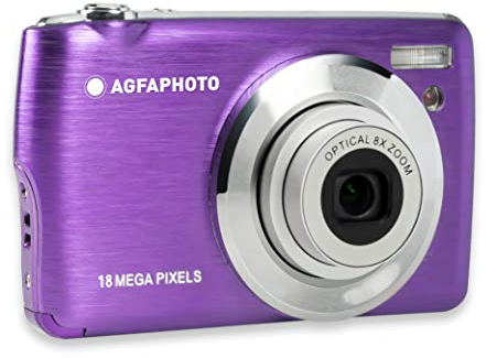 AGFA PHOTO Realishot DC8200 - Compact Digital Camera, 18MP, Full HD Video, 2.7'' LCD Screen, 8X Optical Zoom, Lithium Battery and 16GB SD Card - Purple