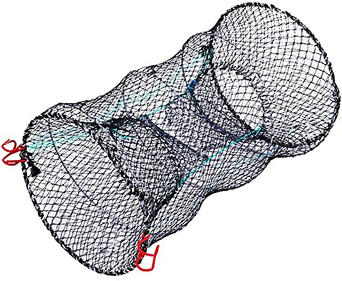 HNJKJEU Reuse Fischernetz Köderfischreuse Angelnetz Faltbare Köderfischreuse für Fisch, Garnelen, Krabbe, Aalre, Runden Fischernetz 60cmx30cm