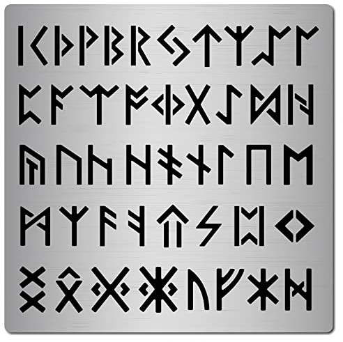 GORGECRAFT Återanvändbar stencil i rostfritt stål med metallrunor 16 cm för målning, trägravyr, pyrogravyr och gravyr