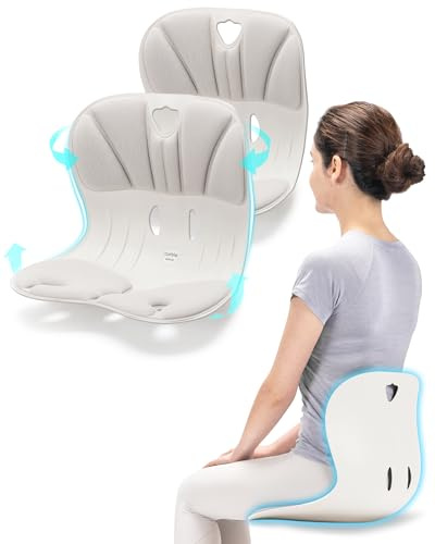 curble Wider(Standard Wide) 2PACK – Ergonomic Lower Back Chair Support, Lumbar Support Back Posture Corrector, Back Pain Relief, Perfect for Office, Floor Seat and Work from Home, Patented (2P Grey)