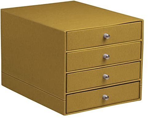 Rhodia 194568C Box mit 4 Schubladen, 24,8x32,7x22,8cm, Kunstleder Gold