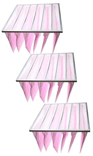 vhbw 3x Taschenfilter für Klima- und Lüftungsanlagen - Filter F7, 59,2 x 59,2 x 36 cm Rosa