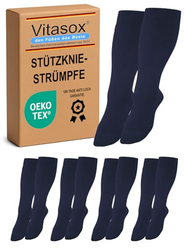 Vitasox Stützstrümpfe für Damen & Herren, 1 | 2 | 4 | 6 Paar, Stützkniestrümpfe aus Baumwolle mit Kompression für Flug, Reise, Büro und Auto, Thrombose Socken gegen geschwollene Beine