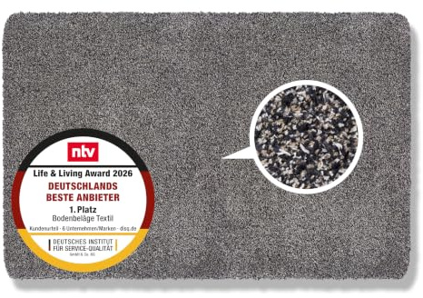 Rutschfeste Schmutzfangmatte waschbar - Anthrazit 120 x 180cm (Rechteckig) | Saugfähige Sauberlaufmatte Innenbereich Entra SAUGSTARK pflegeleicht Sauberlaufmatte 100% Baumwolle Türmatte robust Fußmatte