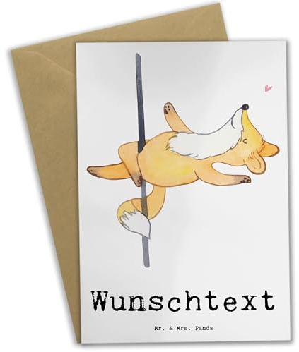 Mr. & Mrs. Panda Personalisierte Karte Fuchs Poledance - Geschenke, grußkarte personalisiert, Sportler, personalisierbar, individuelle, Grußkarten, Pole Dance, Tanzen, Tanz