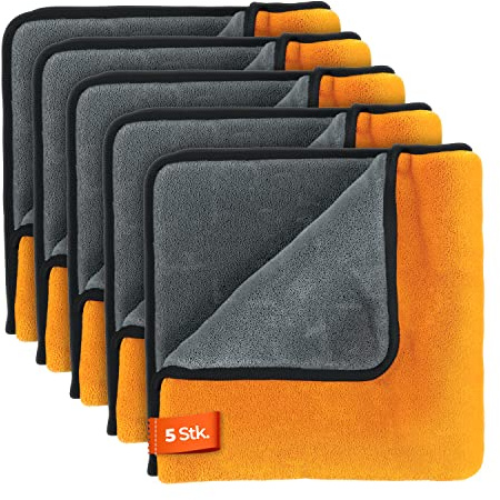ADBL Puffy Towel Poliertuch 840GSM (5 STK.) - Ideal zum auspolieren von Wachsen - fusselfreies Premium Mikrofasertuch für die Auto & Motorrad Pflege - Autopflege Tuch | 41x41cm