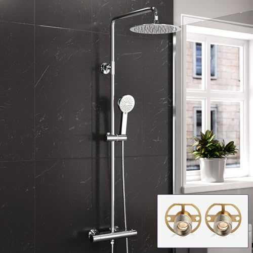 Nes Home Modern Round Exposed 2 Way Thermostatic Mixer Shower Set with Easy Fittings