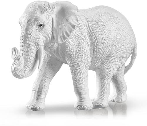 BMLCGJ Estatua de elefante para decoración del hogar, figuras coleccionables de resina para el hogar, sala de estar, oficina, decoración de estantes, grandes ideas de regalo (blanco)