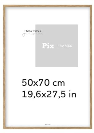 Pix FRAMES Marcos de Fotos - 50x70 cm - Marco Fotos de Madera - Marcos de Fotos - Elegante Marco para Colgar y Póster - Marco Moderno para Retratos - Roble