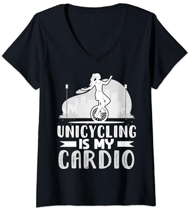 Einrad Fahrrad Lustiges Training Lernen Radfahren T-Shirt mit V-Ausschnitt