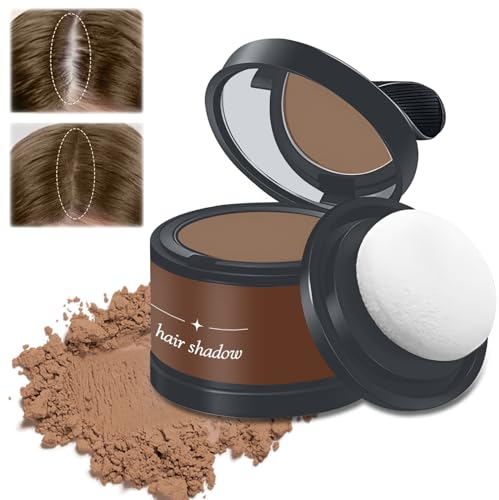 Pulver Ansatzpuder, Haaransatz Puder, Haar-Concealer Haarverdichtung, Schnell Abdeckender Wurzel-Concealer mit Haarkreide, Haarpuder für Ausbesserung der Wurzeln für Frauen und Männer (Hellbraun)