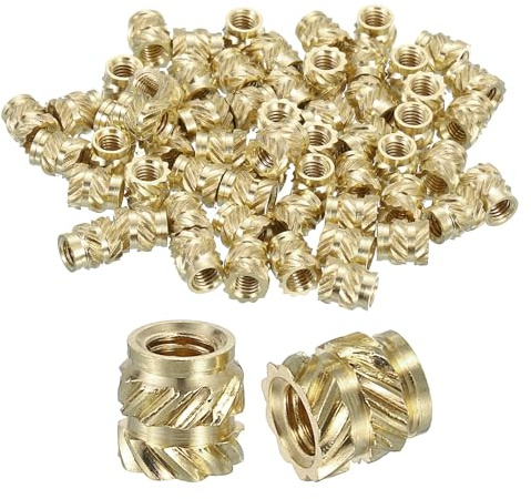 QUARKZMAN Gerändelte Einsteckmuttern, 50 Stück M3 x 5mm L x 5mm Ø 3D-Druck Messingmuttern weibliche Gewindeeinsätze Messing Heat Set Einbettungsmuttern
