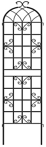 CMJYMX Eisen Garten Spalier für Kletterpflanzen Ranksäule,schwer Pflanzturm Rankhilfe, Kletterhilfe für Alle Pflanzenarten im Innen- und Außen Geeignet(Color:Black,Size:220 * 50cm/86.6 * 19.7in)