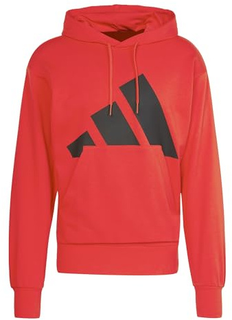 adidas Homme Essentials Big Logo French Terry Hoodie Sweatshirt, Pure Ruby/Black, XL