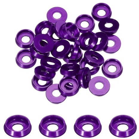 QUARKZMAN Rondelles Coniques M3 Avec Tête en Forme de Coupe, Diamètre du Trou 3 mm/0,12, Rondelles en Aluminium pour Vis RC/FPV/PC/Drone/Accessoires Mécaniques, Lot de 30 (Violet)