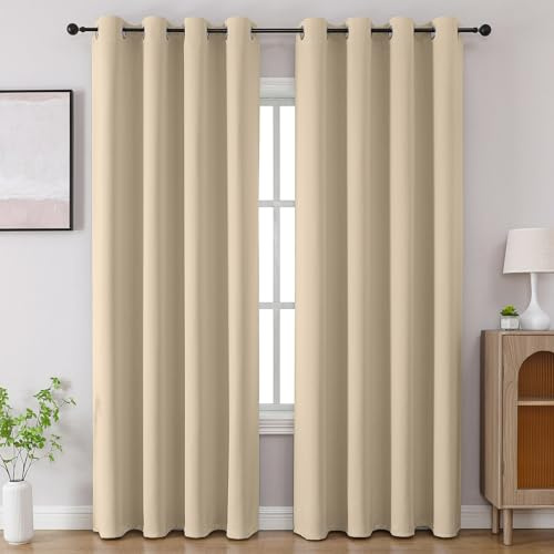 CUCRAF Tende oscuranti beige chiaro, lunghezza 274 cm, set di 2 pannelli, tende oscuranti per soggiorno, camera da letto, isolamento termico, blocco della luce, con occhielli (larghezza 132 x
