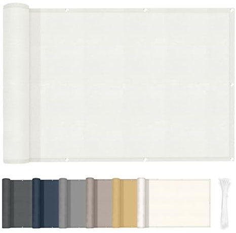 HENG FENG Pantalla Privacidad Balcón 1x3m, Protección UV, Lluvia y Viento, 160g/㎡ Tela PES, con Ataduras de Cable, Beige - Ideal para Privacidad en Jardín y Balcones