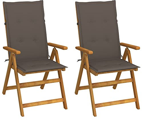 LAPOOH Garten-Liegestühle 2 STK. mit Kissen, Gartenmöbel, Balkonstühle, Chair Outdoor, Balkonmöbel Klein, Hochlehner, Balkon Stuhl, Essstühle, Bistrostuhl, Akazie Massivholz