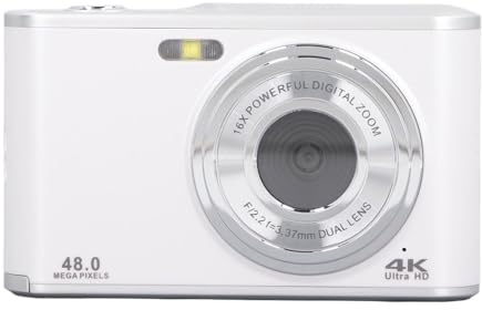 Fotocamera Digitale a Doppio Obiettivo da 48MP 4K Dual Lens 16x Zoom Autofocus Anti Shake Fotocamera Digitale Compatta con Schermo IPS da 2,4 Pollici, per Viaggi, Laurea, Selfie