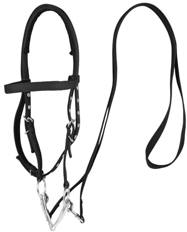 AQINGR Horse Bridle Bridle Rein Harness Adjustable Horse Bridle Headstall Equestrian Reins Black L