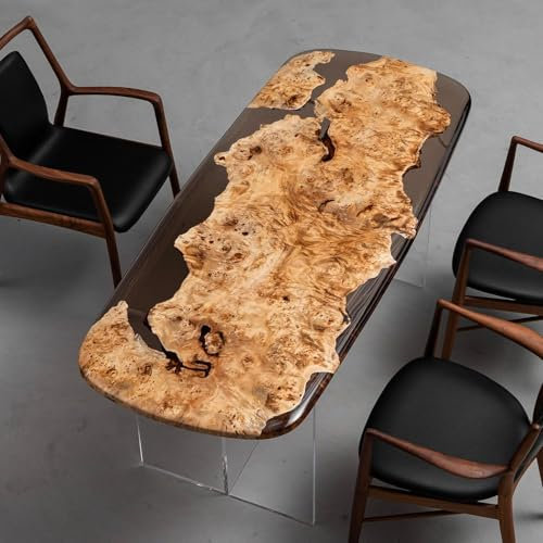 FOEVAFLO Aspen Wood Custom Large Resin Epoxy Table Epoxy River Table Natural Wood Wooden Office Desk Meeting Kitchen Dining Room Living Room Home Decor