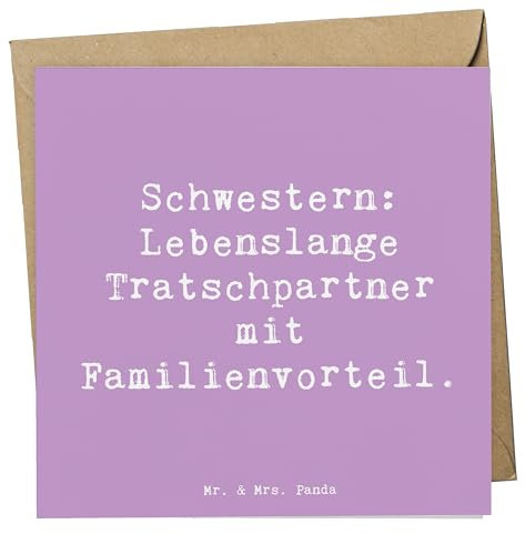 Mr. & Mrs. Panda Grußkarte Spruch Schwestern Tratschpartner - Geschenk, Glückwunschkarte, Tratsch, Spaß, doppelkarte, Klappkarte, Schwester, Jubiläen, anlasskarte, Geschwisterliebe, faltkarte, Familie