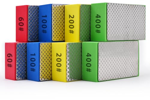 EGOFIX 8pcs Diamond Hand Polishing Pads for Ceramic Tile Glass Grinding,Sanding Blocks Polishing 60#,100#,200#,400#