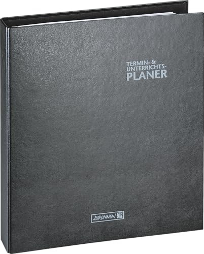 BRUNNEN Ringbuch-Kalender mit Einlage (2025/2026), 2 Seiten = 1 Woche, A4+, 224 Seiten, Kunststoff-Einband Baladek, schwarz
