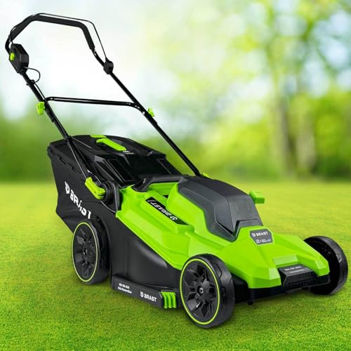 BRAST® Akku-Rasenmäher | 1-2X 20V Akku-Power mit 4,0Ah | 33-43cm Schnittbreite | 5-stufige Schnitthöhenverstellung 25-75mm | bis zu 520m² | 35-50L Fangkorb | klappbarer Führungsholm | City 43