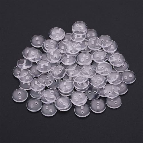 Wjelet 50 Stück Transparent Knöpfe 15 mm Buttons, Reversible Knöpfe zum Annähen, Löcher Buttons für Bekleidung,Bettwäsche,Handwerk und Nähen