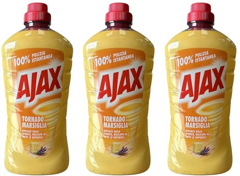 Detergente Multiuso per Ajax Tornado, 1L, Profumazioni Marsiglia, Aceto e Limone, Confezioni da 1, 3 o 6 Flaconi (3, Marsiglia)