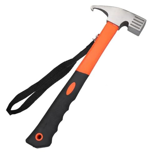 MUZIT Hammer,Horseshoe Hammer,Claw Hammer Multi-functional Nail Camping Tent Canopy Sheep Horn(Orange)