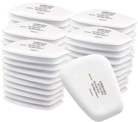50 Stück 5N11 Weiße Filter Baumwolle für Atemschutzmasken, Ersatzfilterwatte Partikelfilter für Gasmasken Der Serien 6200, 6502, 7502, 6800 und Ff402, Gegen Staub, Farbe, Sprühnebel, Chemikalien